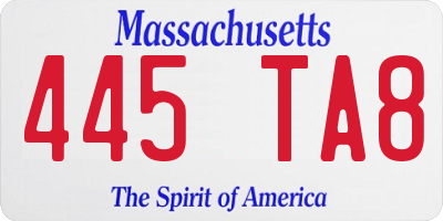 MA license plate 445TA8