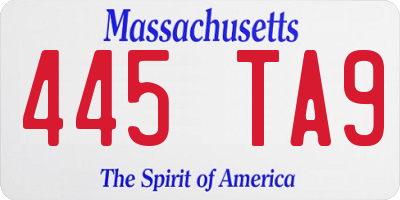 MA license plate 445TA9