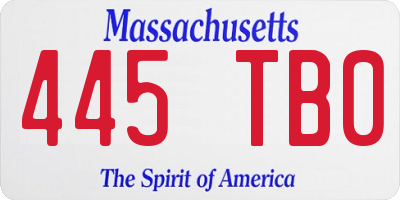 MA license plate 445TB0