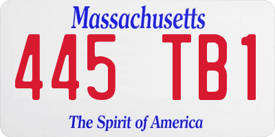 MA license plate 445TB1