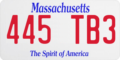 MA license plate 445TB3