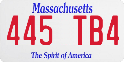 MA license plate 445TB4