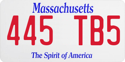 MA license plate 445TB5
