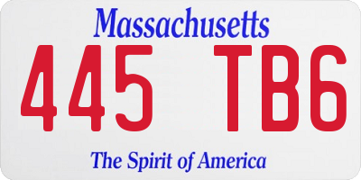 MA license plate 445TB6
