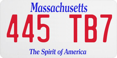 MA license plate 445TB7