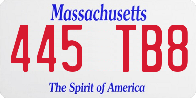 MA license plate 445TB8