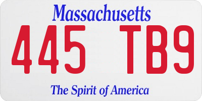 MA license plate 445TB9