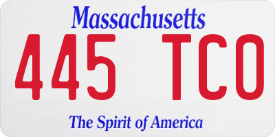 MA license plate 445TC0