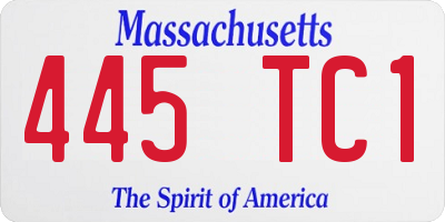 MA license plate 445TC1