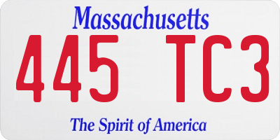 MA license plate 445TC3