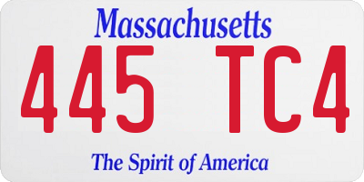 MA license plate 445TC4