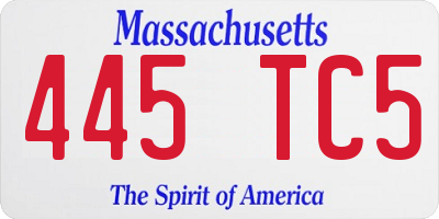 MA license plate 445TC5
