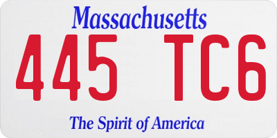 MA license plate 445TC6