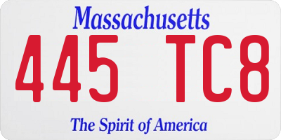 MA license plate 445TC8