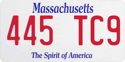 MA license plate 445TC9