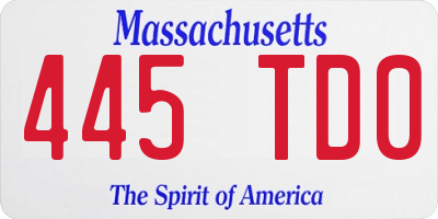 MA license plate 445TD0