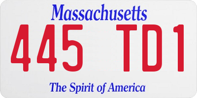 MA license plate 445TD1