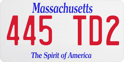 MA license plate 445TD2