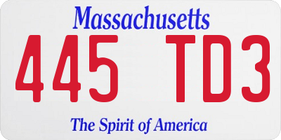 MA license plate 445TD3