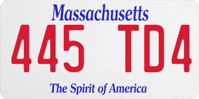 MA license plate 445TD4