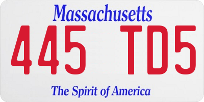 MA license plate 445TD5