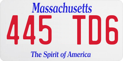 MA license plate 445TD6