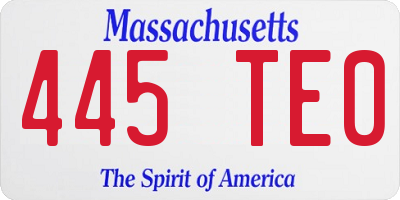 MA license plate 445TE0