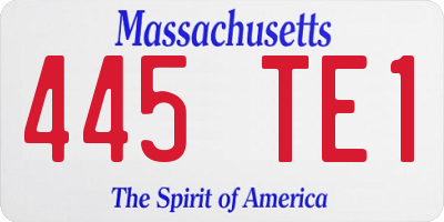 MA license plate 445TE1