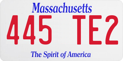 MA license plate 445TE2