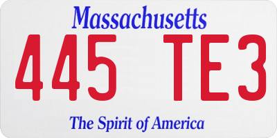 MA license plate 445TE3