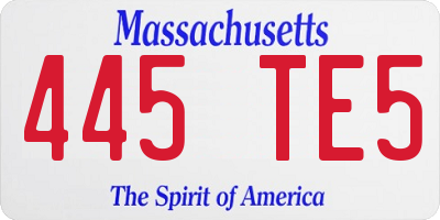 MA license plate 445TE5