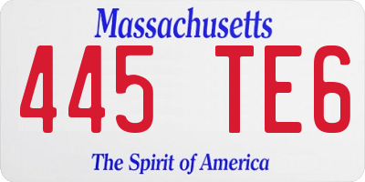 MA license plate 445TE6