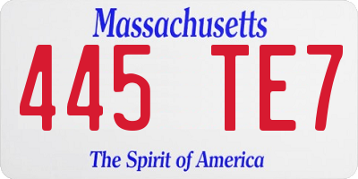 MA license plate 445TE7