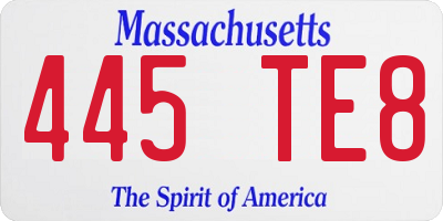 MA license plate 445TE8