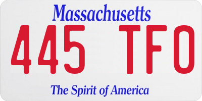 MA license plate 445TF0