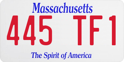 MA license plate 445TF1