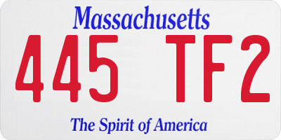 MA license plate 445TF2