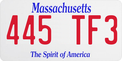 MA license plate 445TF3