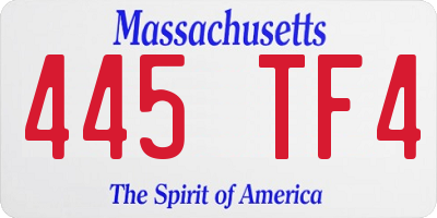 MA license plate 445TF4