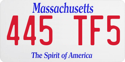 MA license plate 445TF5