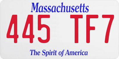 MA license plate 445TF7