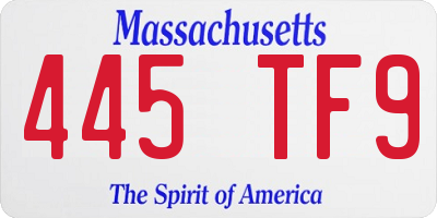 MA license plate 445TF9