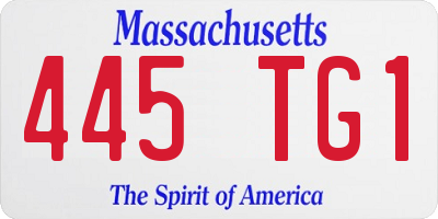 MA license plate 445TG1