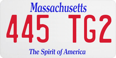 MA license plate 445TG2