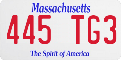 MA license plate 445TG3