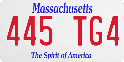 MA license plate 445TG4