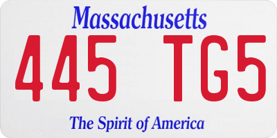 MA license plate 445TG5