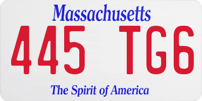 MA license plate 445TG6