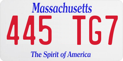 MA license plate 445TG7