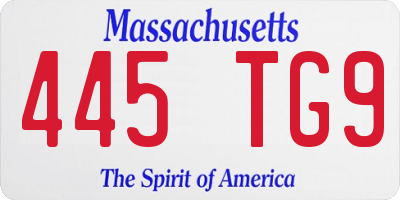 MA license plate 445TG9
